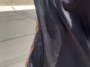 Alpha male with huge dick walking down the street in pants without underwear with the volume showing 10/16