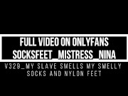 smelly socks and nylon feet make my slave weak! (Full Vid on OF - V329) 16/16