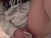 Blonde girl plays with her wet pussy until she squirts all over the floor 11/16