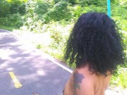 EBONY SOLO FEMALE PUBLIC GARDEN JUNGLE WOODS OUTSIDE SUMMER HOT 1/16