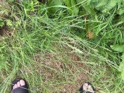 Hairy dick peeing in nature 1/16