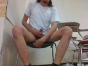 Public Half Naked Nut Sitting Down (Getting Back Dressed)