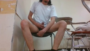 Public Half Naked Nut Sitting Down (Getting Back Dressed)