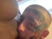 Up Close And Personal Pussy Licking Spitting and Slurping Nasty White Boy VS Ebony Step Mom 1/16