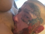 Up Close And Personal Pussy Licking Spitting and Slurping Nasty White Boy VS Ebony Step Mom 3/16