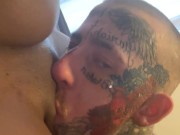 Up Close And Personal Pussy Licking Spitting and Slurping Nasty White Boy VS Ebony Step Mom 4/16