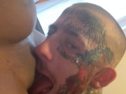 Up Close And Personal Pussy Licking Spitting and Slurping Nasty White Boy VS Ebony Step Mom 8/16