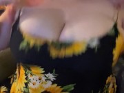 Big Boobs bursting out of summer Sun Dress 6/16