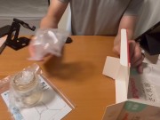 【ボテ腹】搾乳器を買ったから、私の乳首と彼の乳首を使って練習したよ✨ 6/16