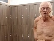 I'm playing with my cock in the gym locker room.  See the old many body! 16/16