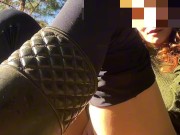 Redhead Lays Against A Tree, Strips Her Pants And Fingers Her Pussy Up Close Just For You 10/16