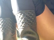 Redhead Lays Against A Tree, Strips Her Pants And Fingers Her Pussy Up Close Just For You 5/16