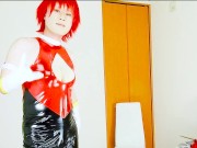 Japanese Cosplay Cutie Honey in Shiny PVC – Red & Black Cosplay Action  - Crossdressing 9/16