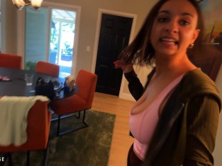 Busty college slut gets fucked in public alleyway