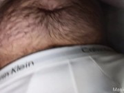 Hairy man in tighty whities reveals his fat cock 9/16