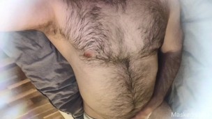 Hairy man in tighty whities reveals his fat cock